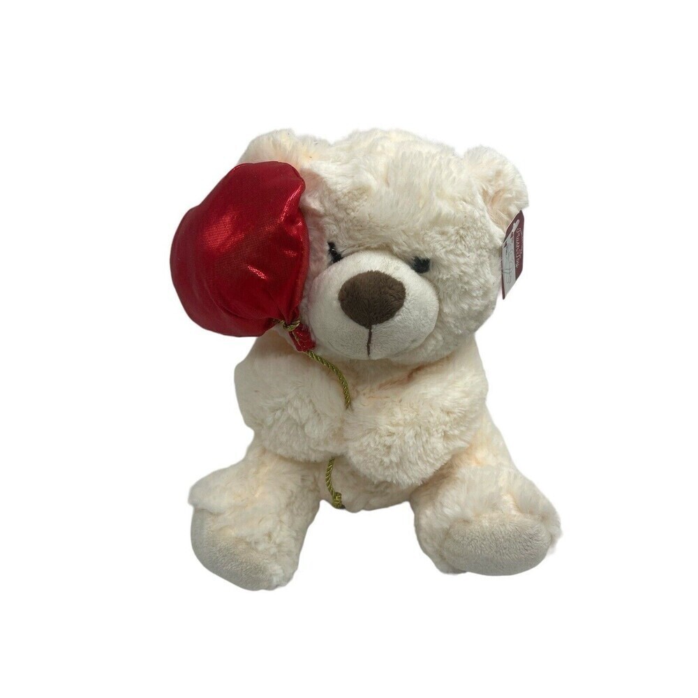 Fiesta Valentine's Day Teddy Bear White Hold Heart Balloon Gift Tag Card 10”